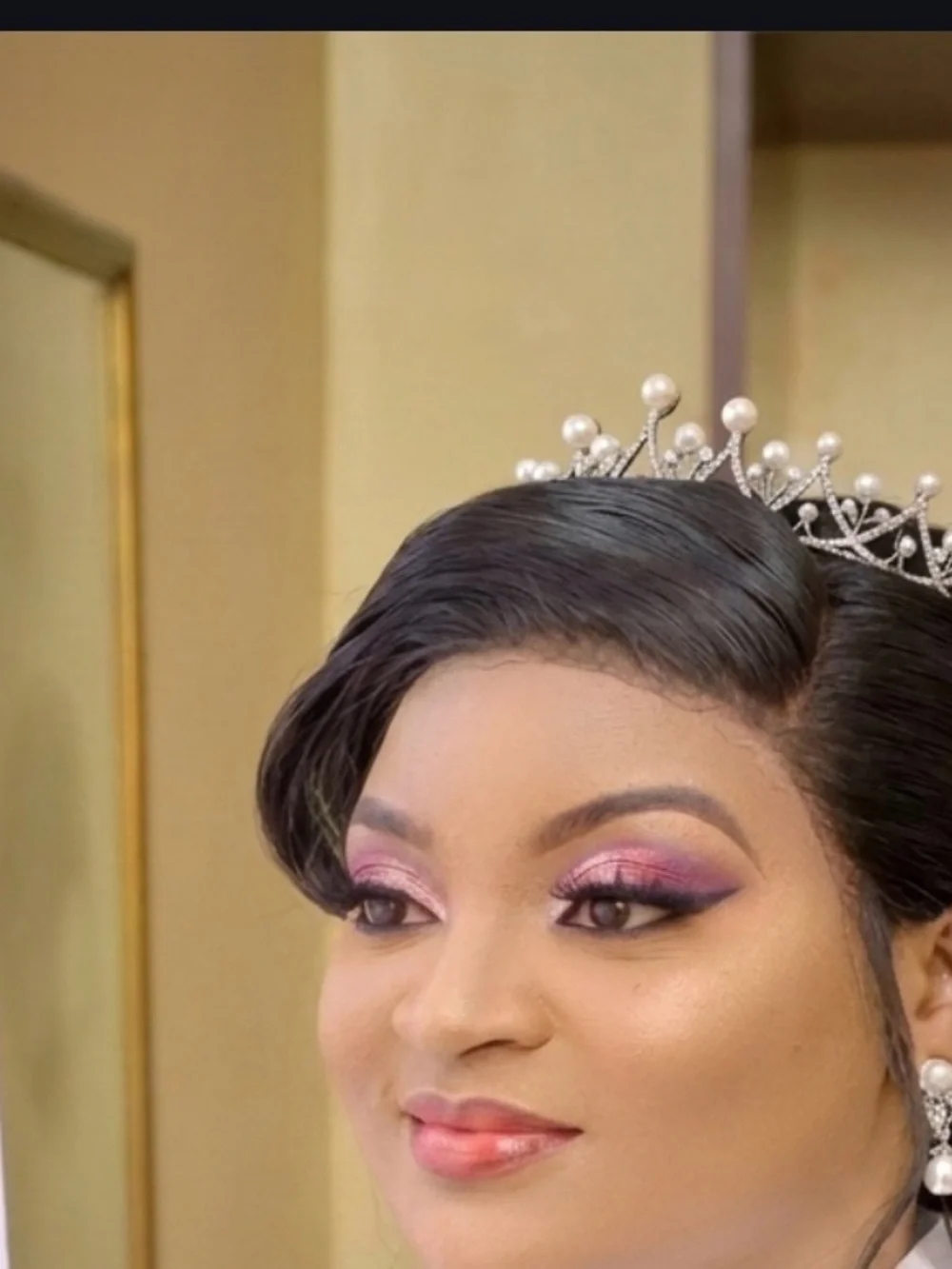 Pearl and Crystal Tiara Hair Crown - Silver Tone
